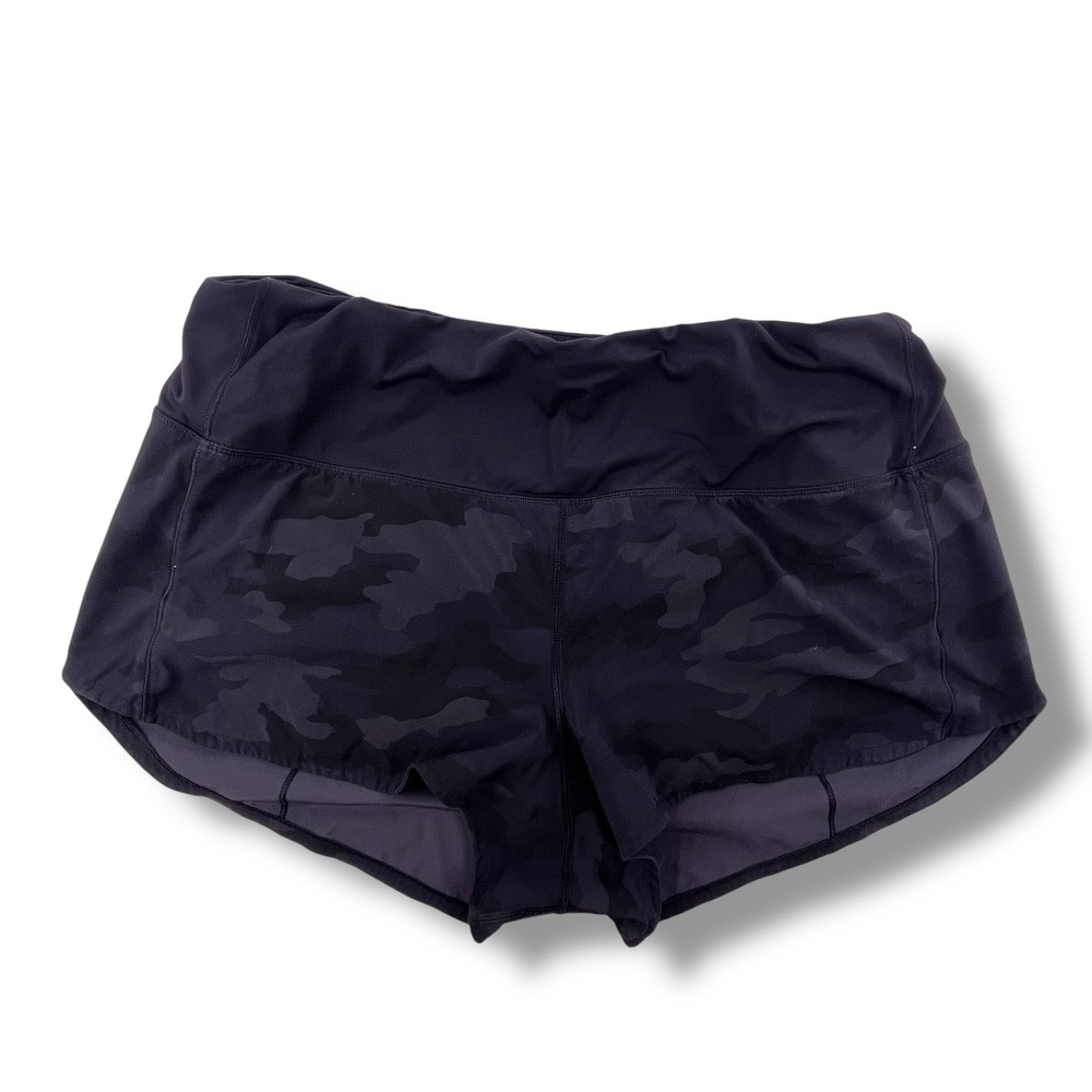 Lululemon Speed Up High Rise Lined Shorts Heritage 365 Camo Deep Coal Multi 12